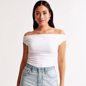 Abercrombie and fitch white off the shoulder ruched top